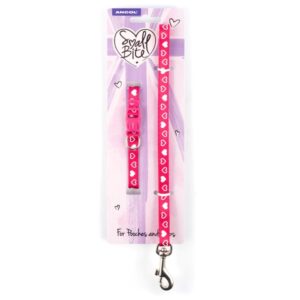 SMALL BITE RASPBERRY HEART COLLAR & LEAD