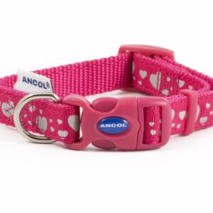 ANCOL REFLECT HEARTS PINK COLLAR